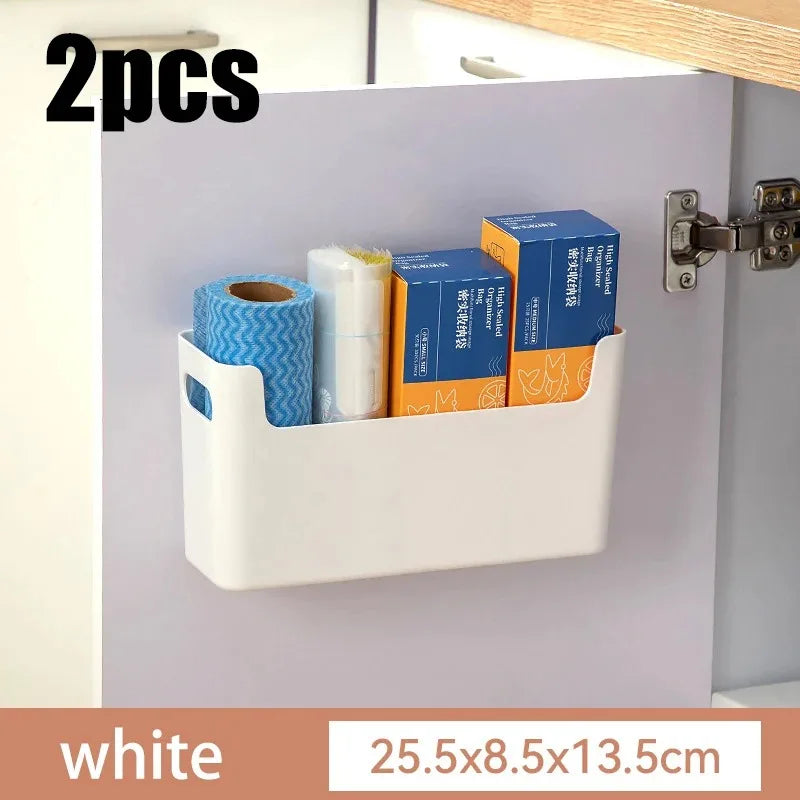 Kitchen Organizer Wall-mounted Kitchen Storage Organization Plastic Storage Rack Punch-Free Dish Drying Rack Accessories Shelf