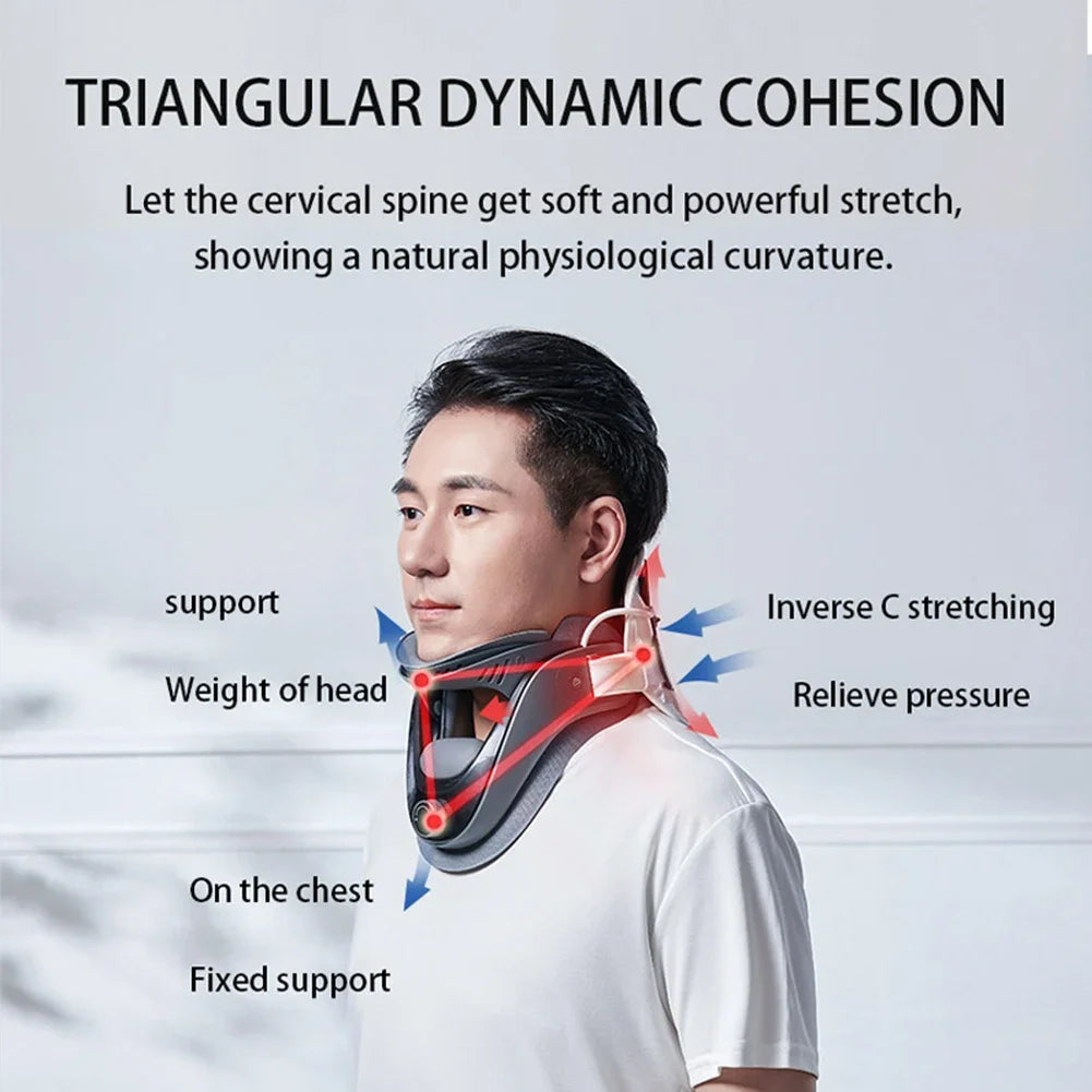 Neck Traction Device Adjustable Ergonomic Neck Stretcher with Airbag Support Cervical Collar Stretch Neck Shoulder Relaxer