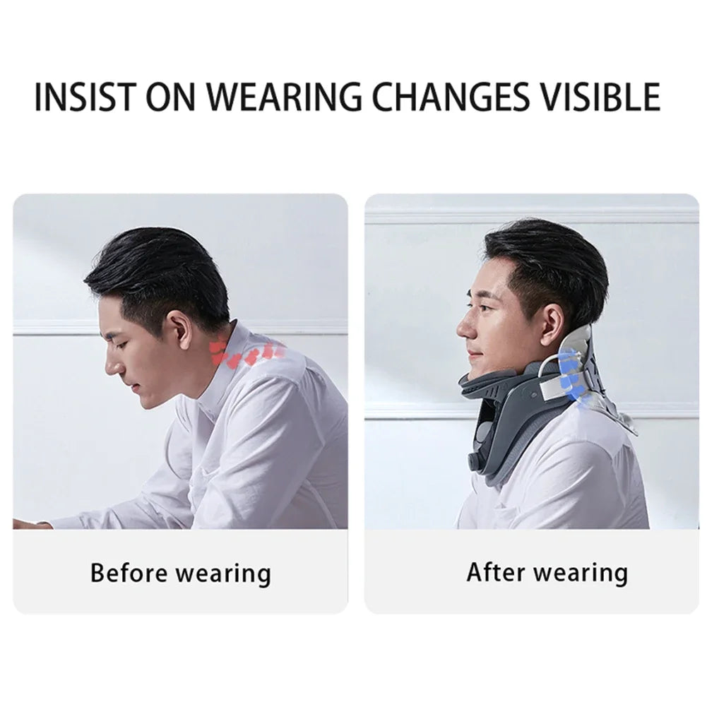 Neck Traction Device Adjustable Ergonomic Neck Stretcher with Airbag Support Cervical Collar Stretch Neck Shoulder Relaxer