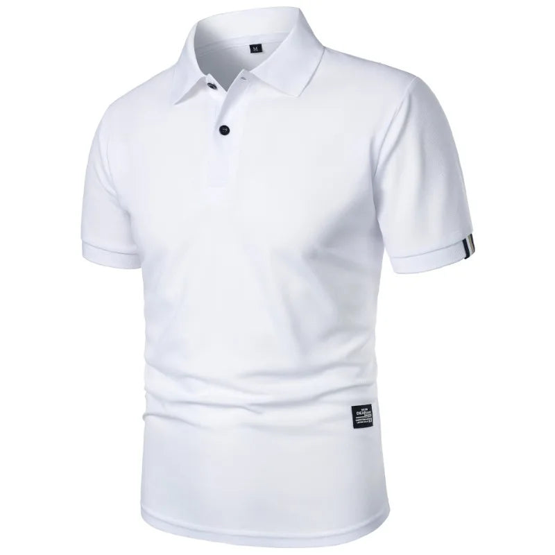 Summer Solid Color Polo Shirt Men's Short Sleeve Button Tshirts Lapel Lightweight  Streetwear Sport Casual Tops