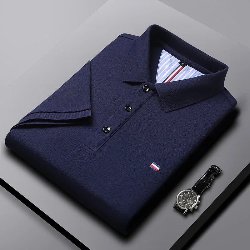 New Men's Casual Fashion Breathable Polo Shirt Comfortable Embroidered Top for Business And Leisure