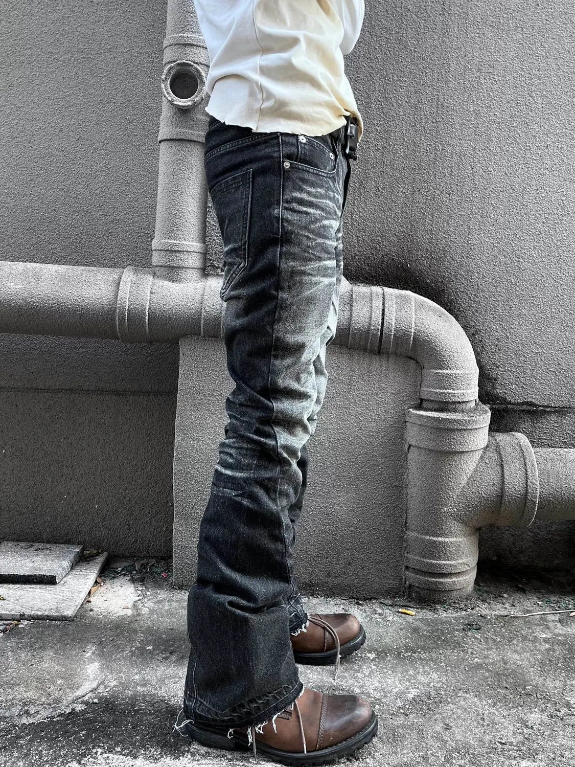 American High Street Men Jeans Y2K Retro Streetwear Embossed Crack Washing Old Loose Casual High Waist Straight Jeans