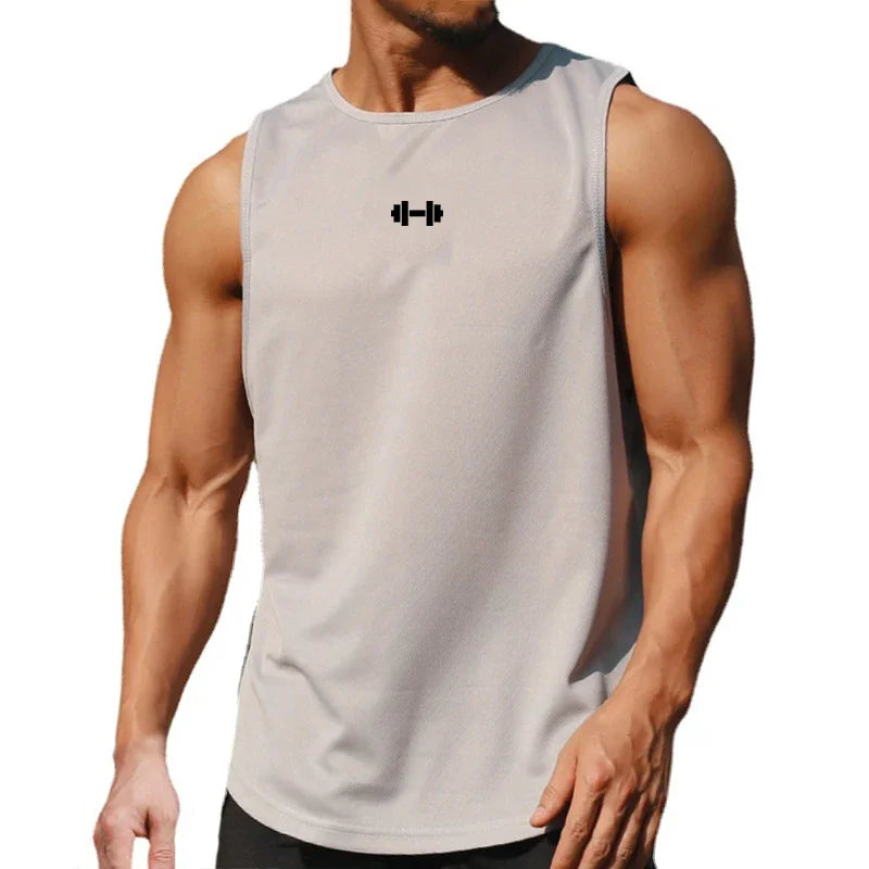 Summer Men's Running Vest Gym Tank Tops Fitness Clothing Quick-drying Loose Bodybuilding Sleeveless Shirt Basketball Singlets