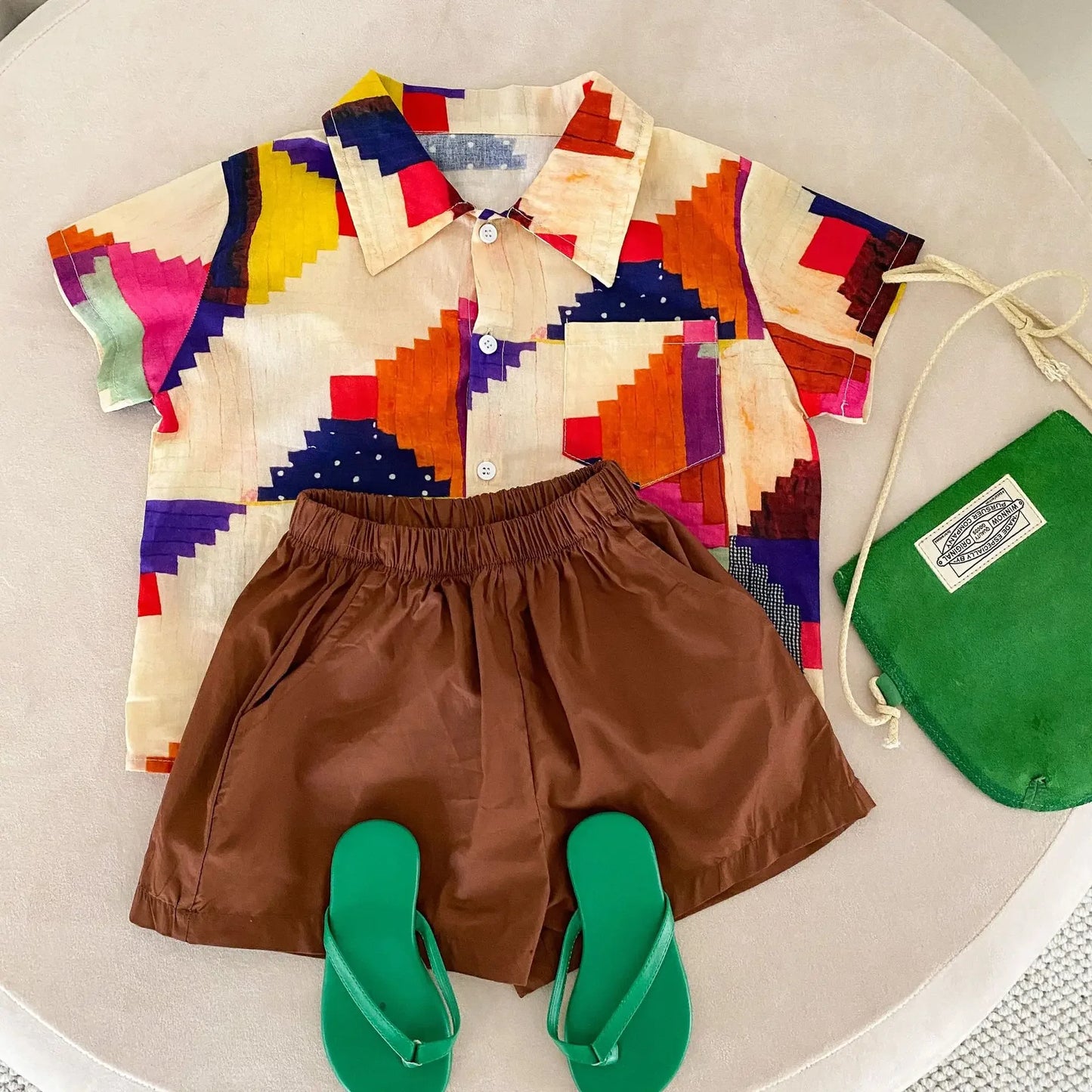 Children's Clothes 2025 Summer New Boy's Shirt Suit Or Baby Girl Dress Holiday Clothes Brother And Sister Clothes
