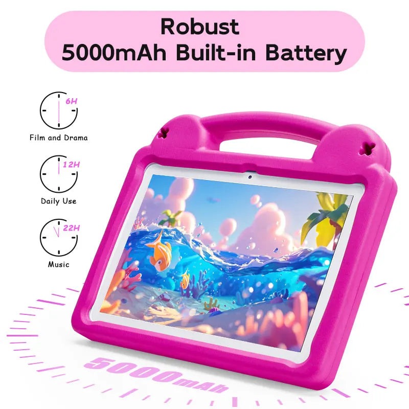 ANRY 10.1 Inch Kids Tablet 8GB(4+4 Expand) RAM 64GB ROM CPU A523 2.0GHZ 5000Mah Octa-Core Learning Education Children's Tablets