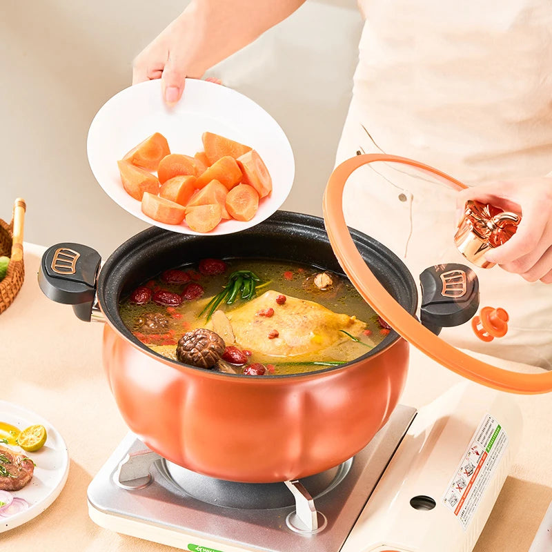 Pumpkin Pot Multifunctional Cast Iron Slight Pressure Cooker Braise Boil Steam Stew Nonstick Pots Cooking Pots