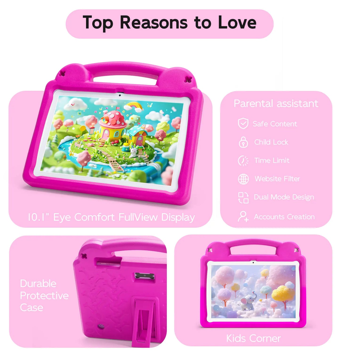 ANRY 10.1 Inch Kids Tablet 8GB(4+4 Expand) RAM 64GB ROM CPU A523 2.0GHZ 5000Mah Octa-Core Learning Education Children's Tablets