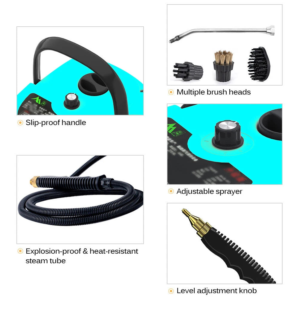 Steam Cleaner High Pressure and Temperature Sterilization Handheld Home Cleaning Air Conditioner Kitchen Hood Car Washer