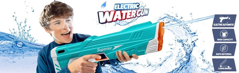 Full  Automatic Electric Water Gun Toys 43cm Portable Children Adult Summer Beach Outdoor Fight Fantasy Toys for Boys Kids Game