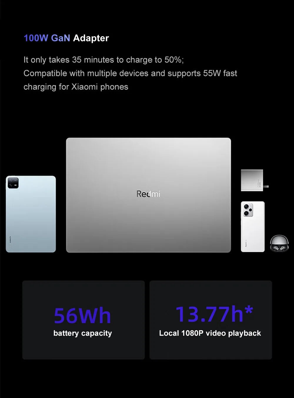 Xiaomi Laptop RedmiBook 16 Intel UHD i5-12450H/i5-13500H 16G 512G/1T SSD 16-inch 60Hz/120Hz Sreen Mi Notebook