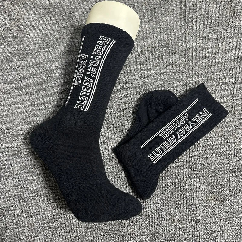 men's cotton 1 pair of shock-absorbing thick sports socks, white, black, gray, street skateboarding, basketball socks