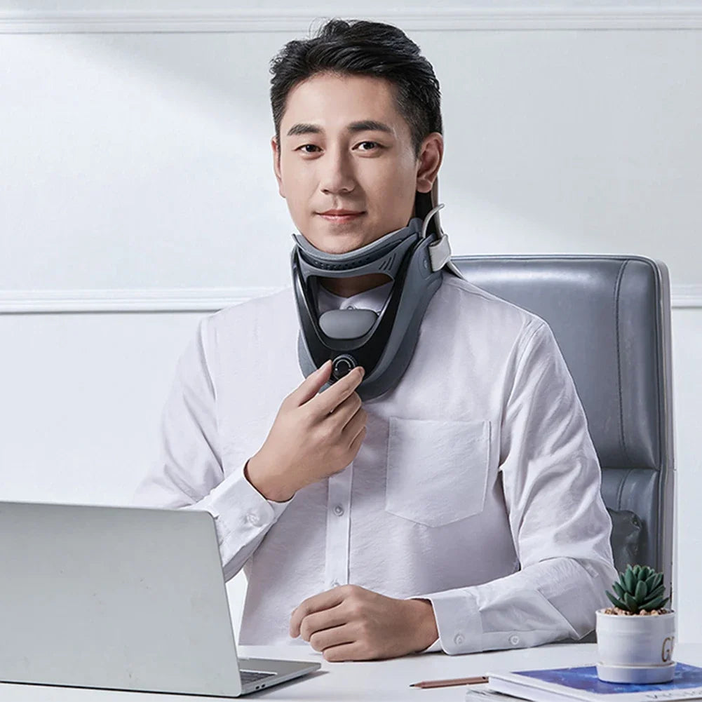 Neck Traction Device Adjustable Ergonomic Neck Stretcher with Airbag Support Cervical Collar Stretch Neck Shoulder Relaxer