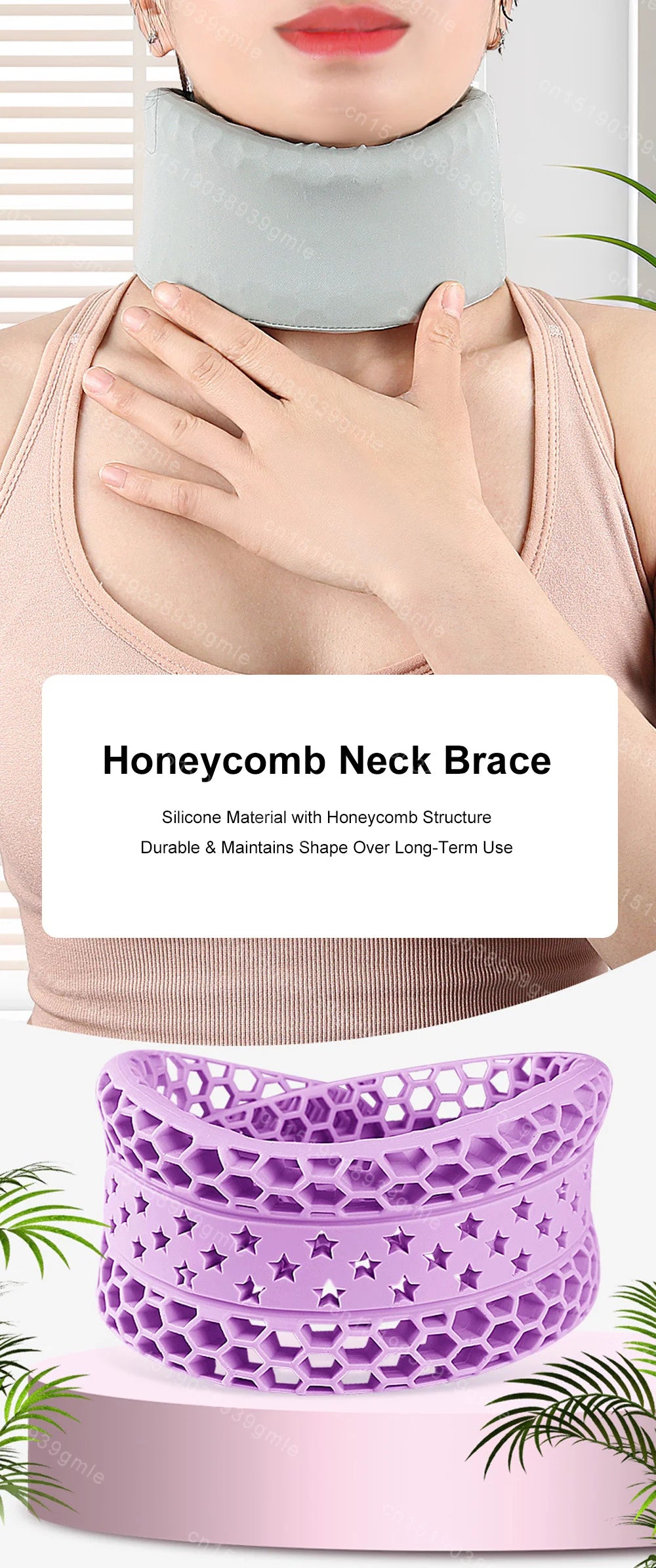 Soft Silicone Neck Support Adjustable Neck Support Cervical Neck Protector for Sleep Relief Neck Pain Breathable Neck Support