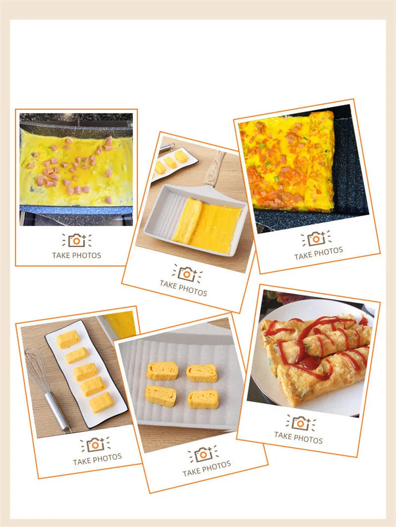Non-Stick Wave Bottom Tamagoyaki Omelette Saucepan Egg Roll Pancake Frying Pan Cooking Pots Kitchenware Kitchen Cookware Tools