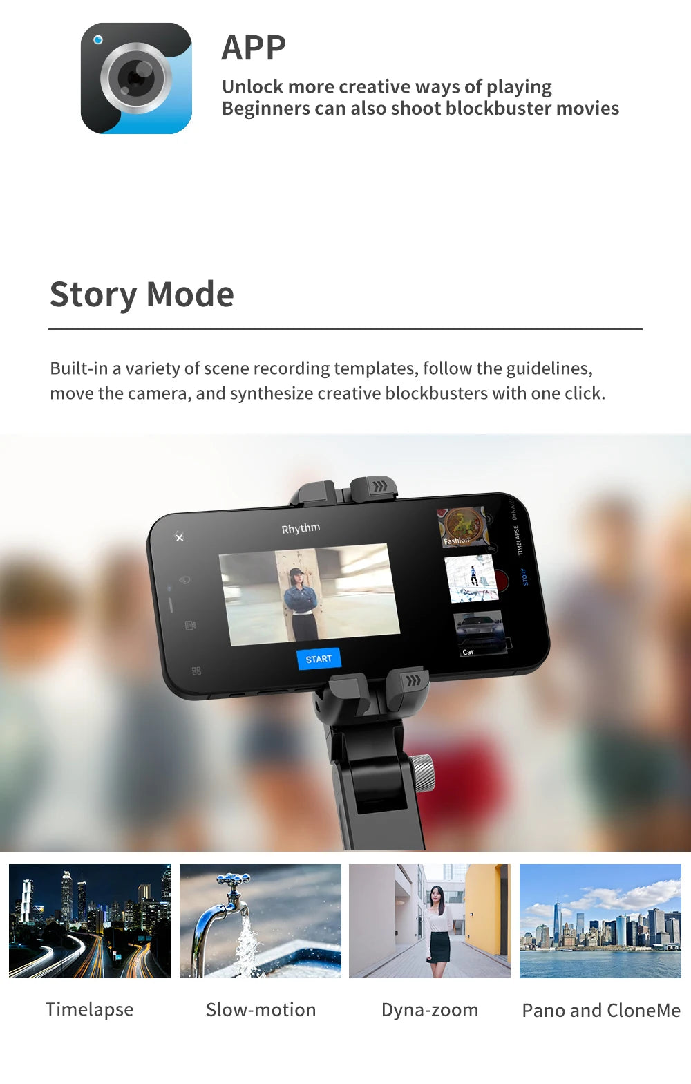 360 Rotation Following Shooting Mode Gimbal Stabilizer Selfie Stick Tripod Gimbal For iPhone Phone Smartphone Live Photography