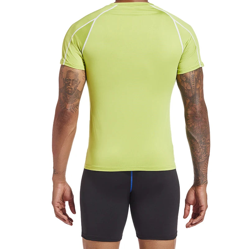 Summer Men Running T Shirt Sportswear Male Elastic T-shirt Gym Fitness Tops Tee Athletic Tights Sport Compression T Shirt Men