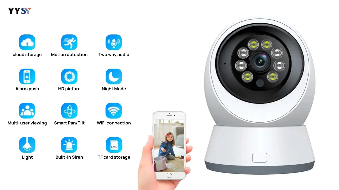 HD Home security cameras,Indoor security cameras with night vision, 2.4GWi-Fi,Two-Way Talk,Motion Alert,Multiple Storage Options