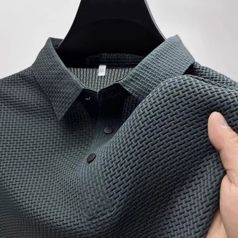 New Summer Men's Short Sleeve T-shirt  Solid Color Cool and Breathable POLO Shirt Business Casual Sweat-absorbing Top M-5XL