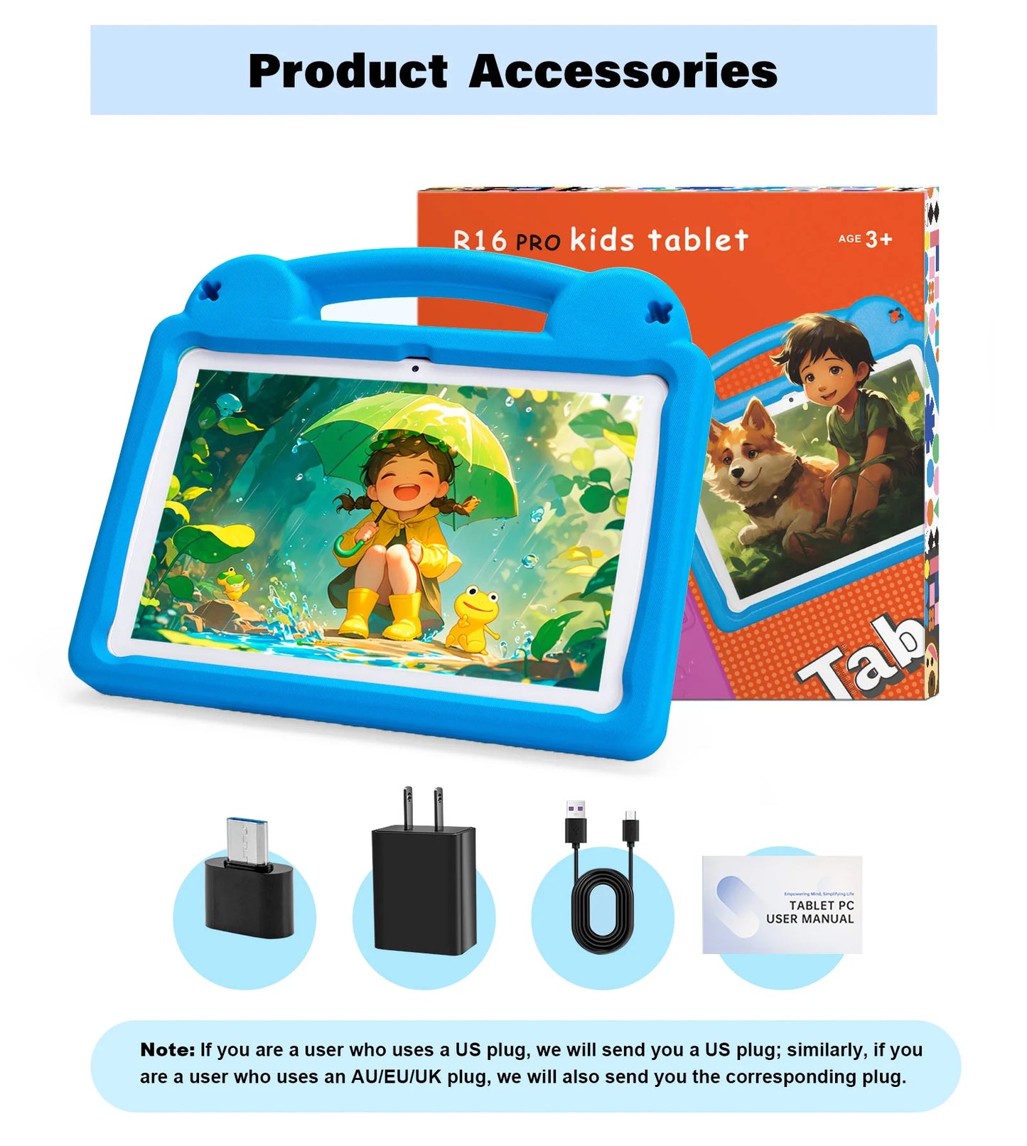 ANRY 10.1 Inch Kids Tablet 8GB(4+4 Expand) RAM 64GB ROM CPU A523 2.0GHZ 5000Mah Octa-Core Learning Education Children's Tablets
