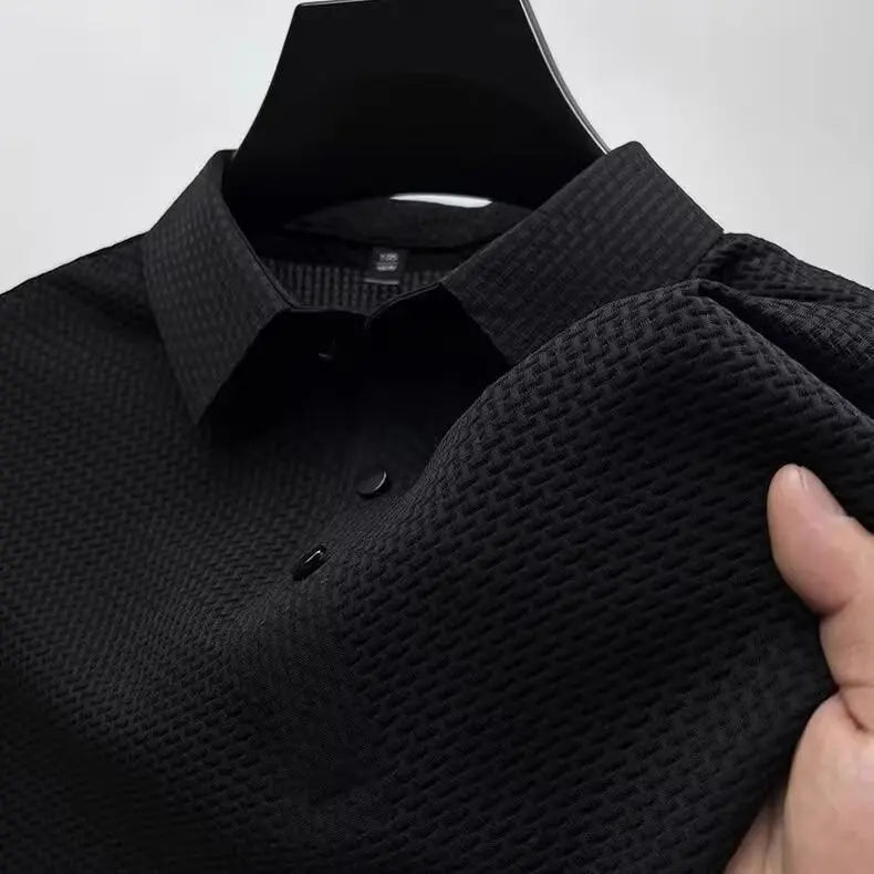 New Summer Men's Short Sleeve T-shirt  Solid Color Cool and Breathable POLO Shirt Business Casual Sweat-absorbing Top M-5XL