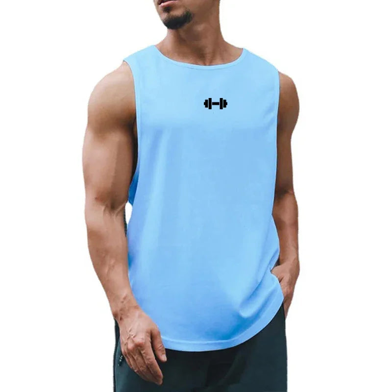 Summer Men's Running Vest Gym Tank Tops Fitness Clothing Quick-drying Loose Bodybuilding Sleeveless Shirt Basketball Singlets