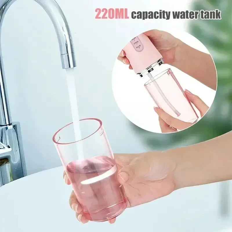 Portable Water Flosser w/ 4 Jet Tips & 3 Modes - Cordless Oral Irrigator for Teeth Cleaning, Braces Care, USB Rechargeable