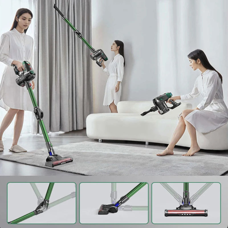 Wireless Portable Handheld Vacuum Cleaner 15kPa Powerful Suction Removable Battery LED Lighting 40min Runtime Home Floor Cleaner