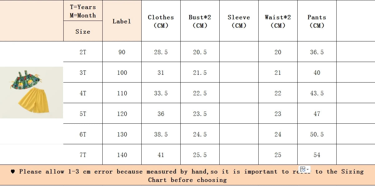 Children's Clothing Sets Cartoon Print Halter Top + Wide-leg Pants 2pcs Toddler Clothes for 2 To 7years Kids Boutique Clothes