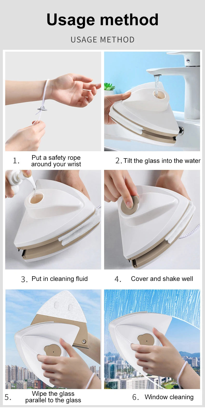 NEW Household Office Special Window Cleaner Magnetic Glass Window Cleaning Tool Automatic Water Discharge Double-layer Wiper