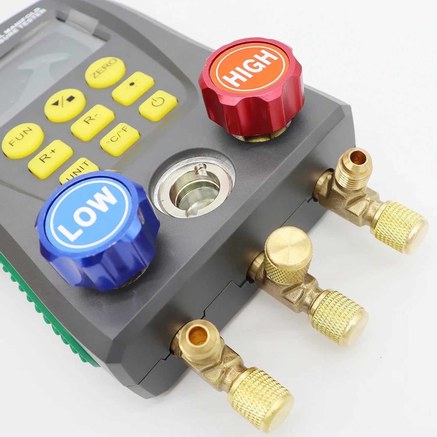 Digital refrigeration pressure gauge, air conditioning temperature detector, multi-function vacuum pressure test tool kit