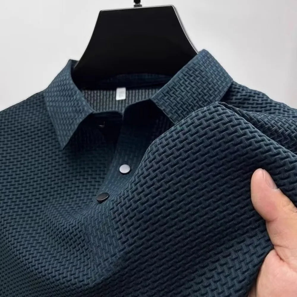 New Summer Men's Short Sleeve T-shirt  Solid Color Cool and Breathable POLO Shirt Business Casual Sweat-absorbing Top M-5XL