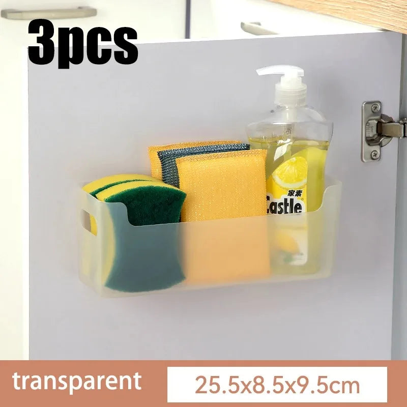 Kitchen Organizer Wall-mounted Kitchen Storage Organization Plastic Storage Rack Punch-Free Dish Drying Rack Accessories Shelf
