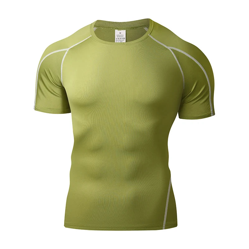 Summer Men Running T Shirt Sportswear Male Elastic T-shirt Gym Fitness Tops Tee Athletic Tights Sport Compression T Shirt Men