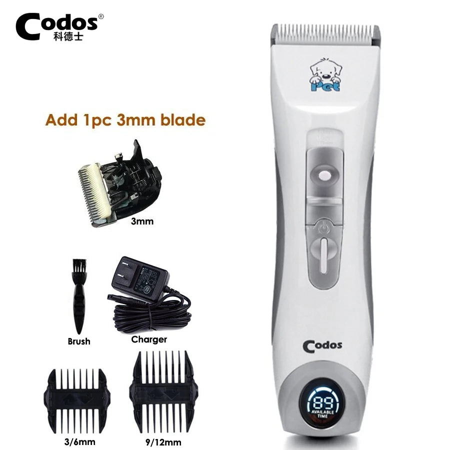 Codos CP9600 Professional Pet Clipper Cat Dog Clippers Shaver Electric Grooming Trimmer Rechargeable Haircut Machine LCD Display