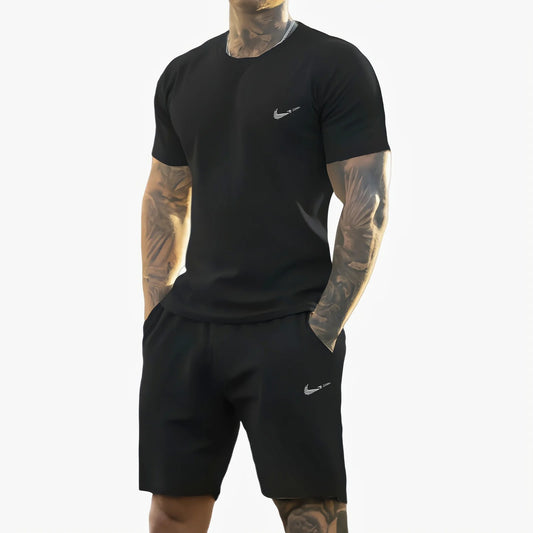 New summer 2025 men's wears printed short-sleeved T-shirt + shorts suit, casual sportswear, breathable outdoor casual men's T-shirt,