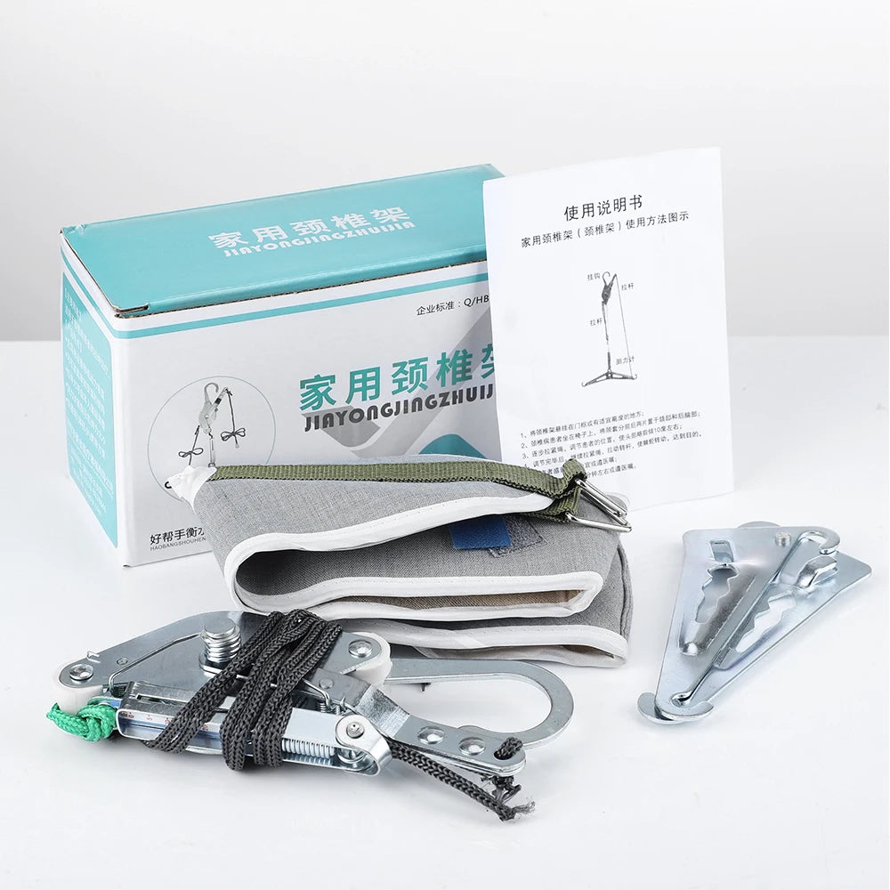 Over Door Hanging Neck Traction Kit Cushion Belt Brace Adjustable Cervical Correction Stretcher Back Head Massager