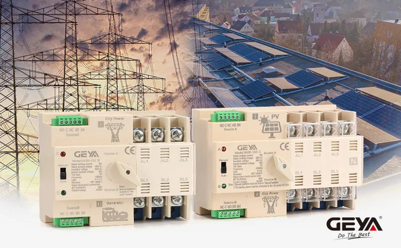 GEYA G2R Smart ATS Din Rail Dual Power Automatic Transfer Switch with Voltage Protection 2P 4P 63A 220V Uninterrupted Power