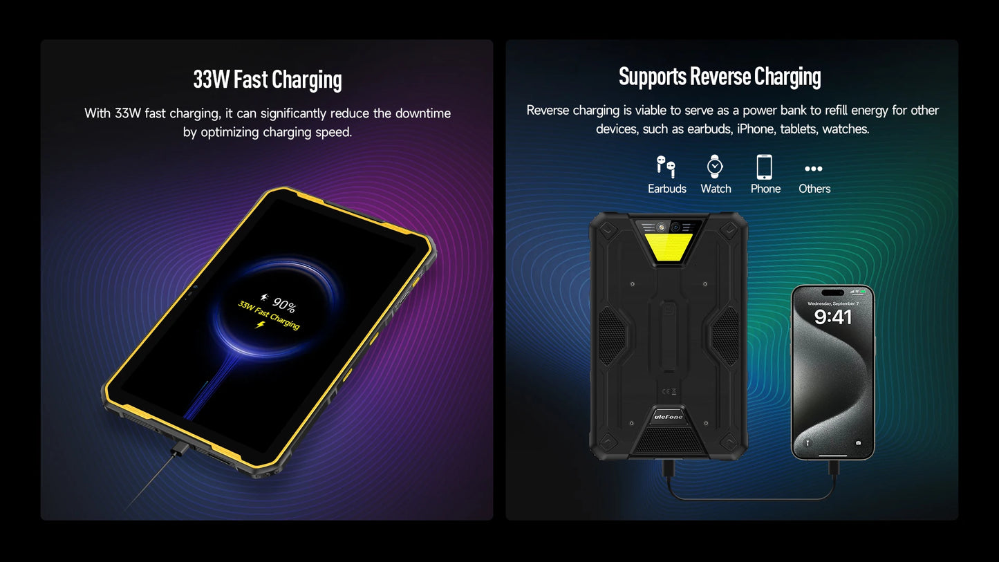 Ulefone Armor Pad 2 Rugged Tablet , 11" 2K , 18600 mAh ,IP68/IP69K Android 13 NFC GPS 4G Tablet Up to 16GB RAM 256GB ROM