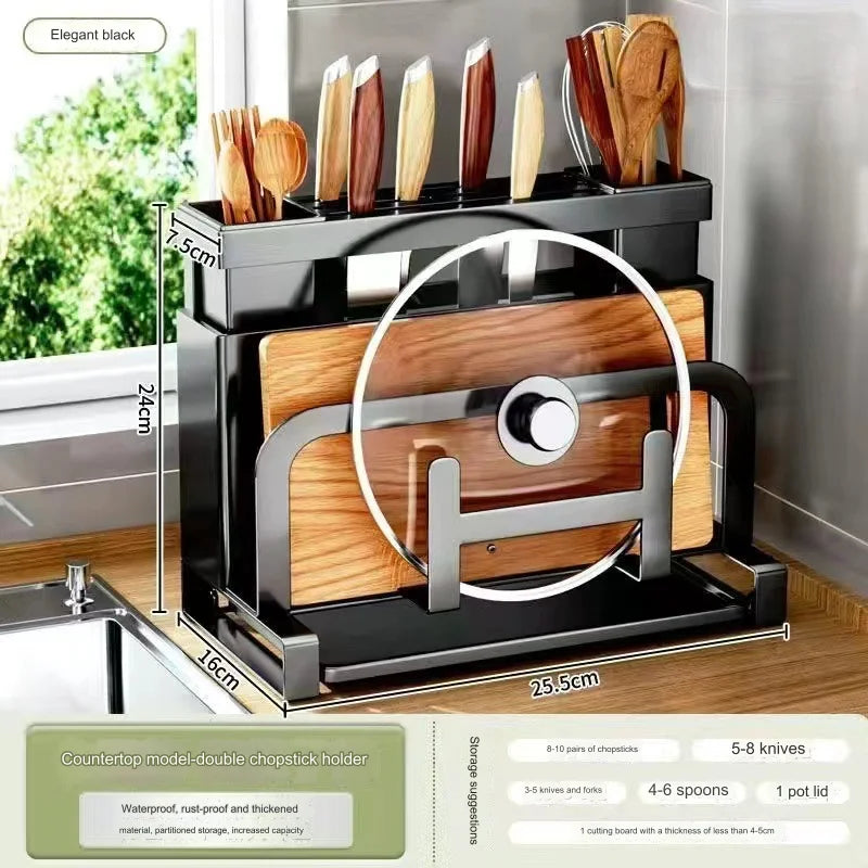 Kitchen Knife Rack Storage Rack for Kitchen Knives, Chopsticks, Cutting Boards, Pot Lids, Cutting Boards, Multifunctional Knives
