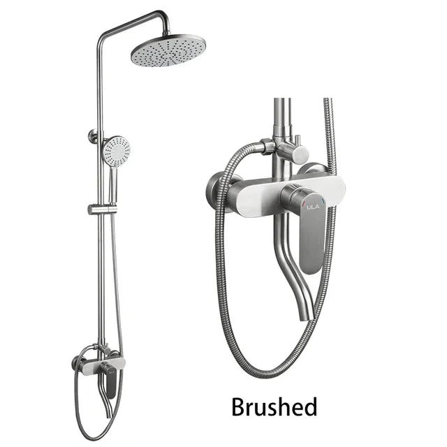 ULA Bathroom Faucet Brushed/Black Rain Shower Head Bath Faucet Wall Bathtub Shower Mixer Tap Shower System Shower Faucet Set