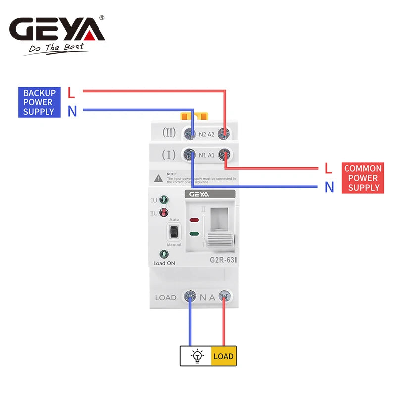GEYA G2R Smart ATS Din Rail Dual Power Automatic Transfer Switch with Voltage Protection 2P 4P 63A 220V Uninterrupted Power
