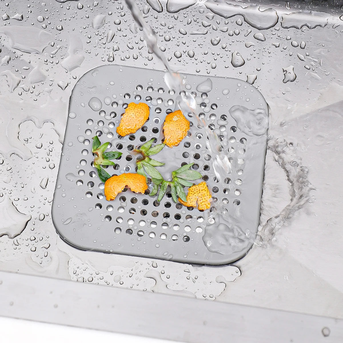 Durable Silicone Square Shower Drain Cover Prevents Sink Clogging, Shower Drain Strainer, Adsorption Sink Strainer, Convenient