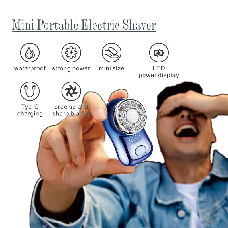 Mini electric shaver men's bag travel shaver portable beard shaver Type-C intelligent digital display lightweight shaver