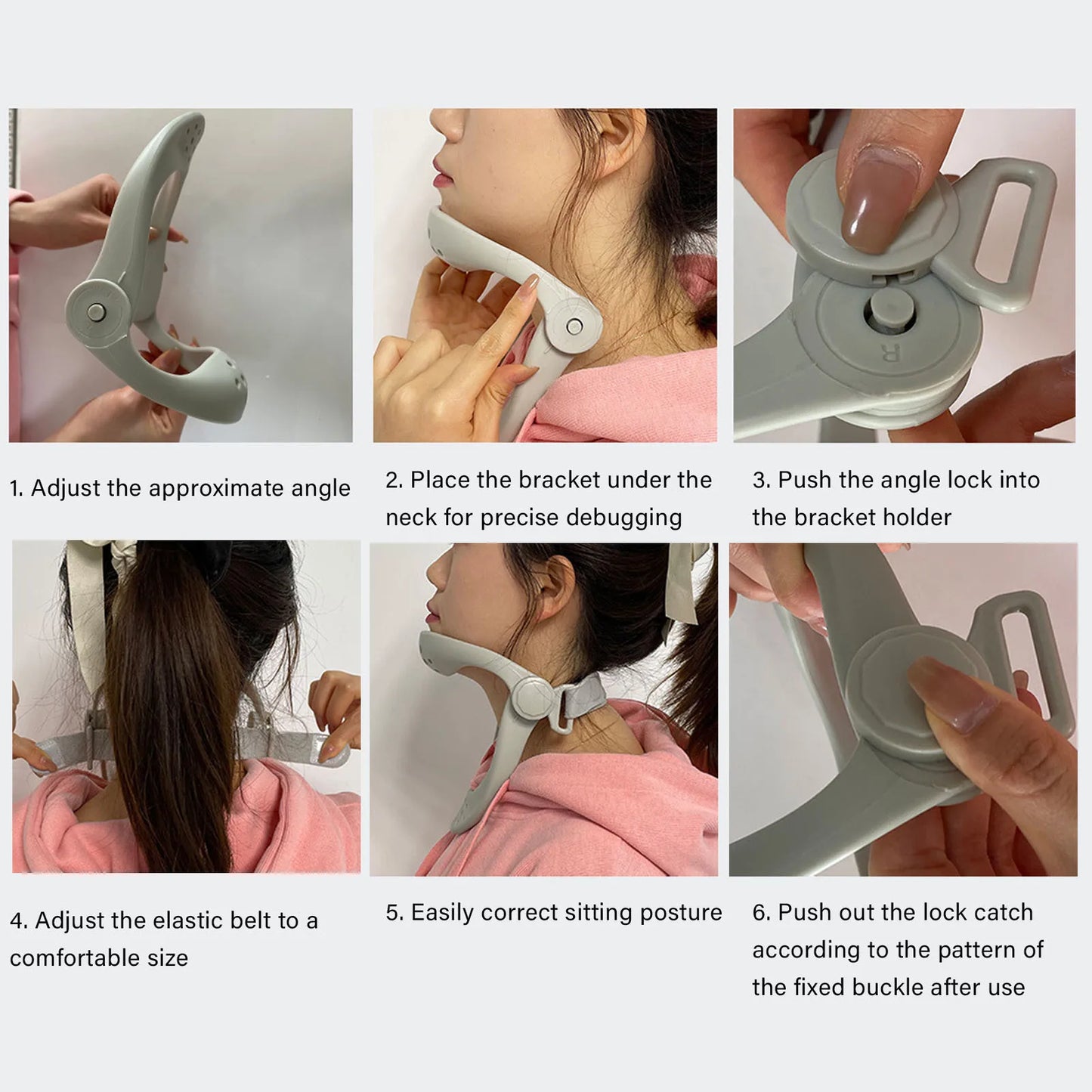 Neck Support Posture Corrector Neck Brace 360 Degree Adjustable Cervical Traction Device Hook and Loop for Pain Pressure Relieve