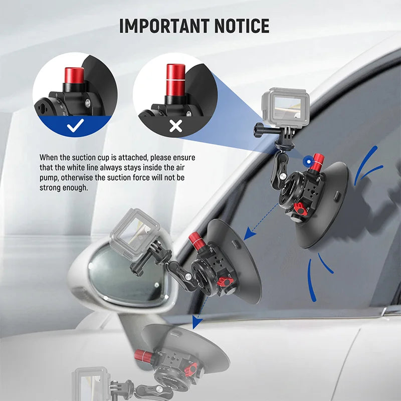 NEEWER CA013 Camera Suction Cup Gimbal Stand with Ball Head Magic Arm for Cameras Action Camera Phone Car Windshield Dash Mount