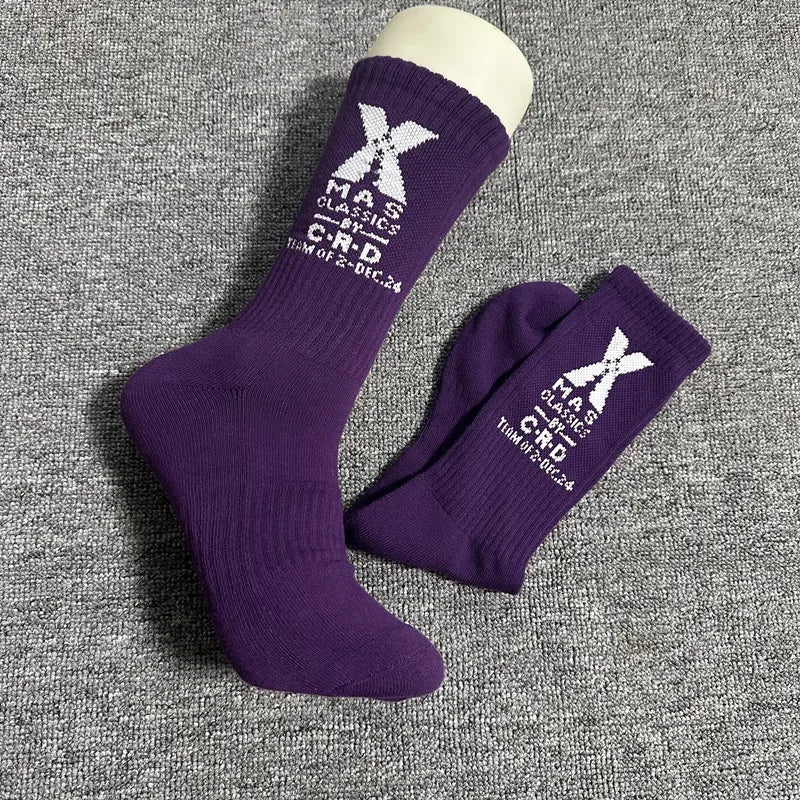 men's cotton 1 pair of shock-absorbing thick sports socks, white, black, gray, street skateboarding, basketball socks