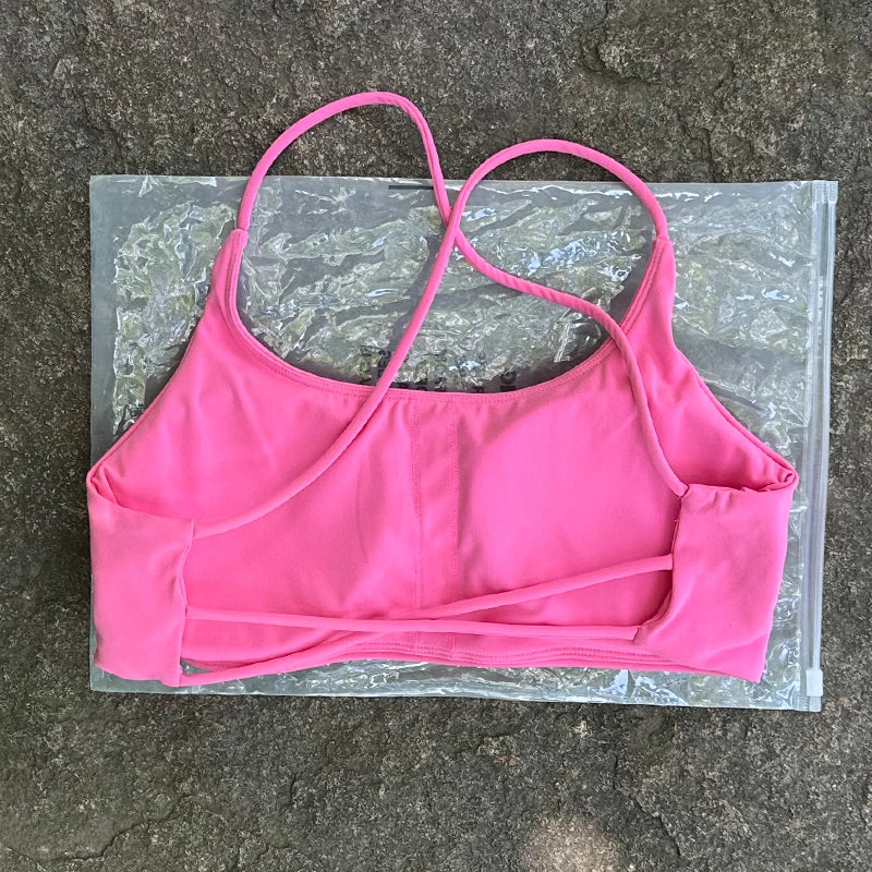 Color Solid Support Women Fitness Bra Yoga Vest Gym Sport Top Hollow back Push With Chest Pad Four Shoulder Straps Cross-back
