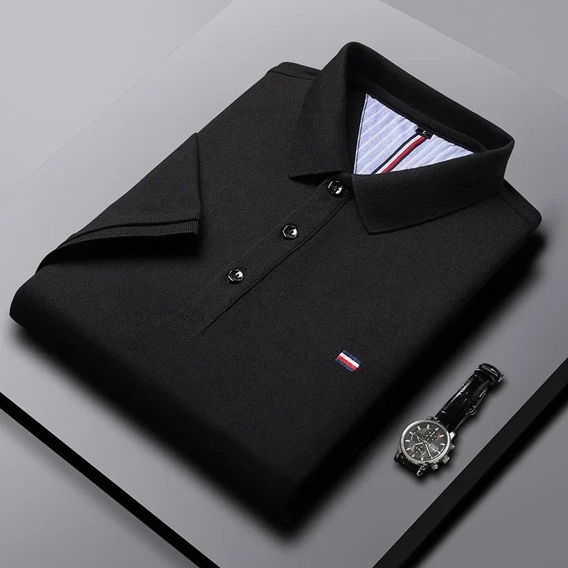 New Men's Casual Fashion Breathable Polo Shirt Comfortable Embroidered Top for Business And Leisure