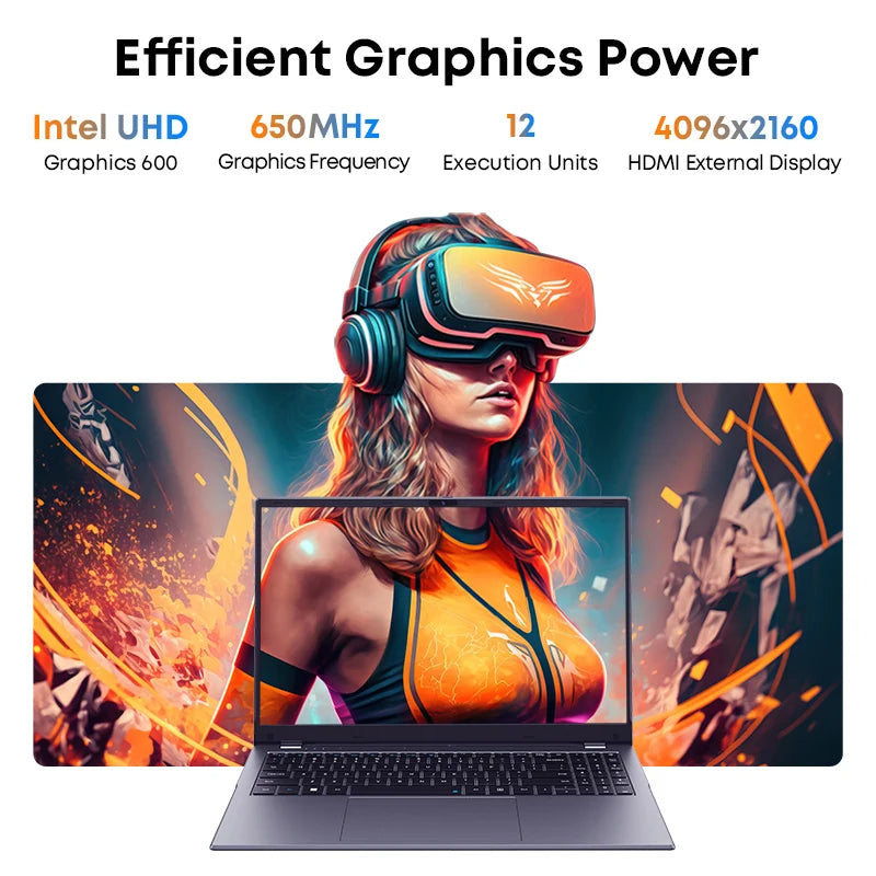 CHUWI HeroBook Plus 15.6'' Laptop 256GB SSD 8GB RAM, Windows 11 Laptop, 1TB SSD Expand, Intel Celeron N4020, 2K FHD IPS Display
