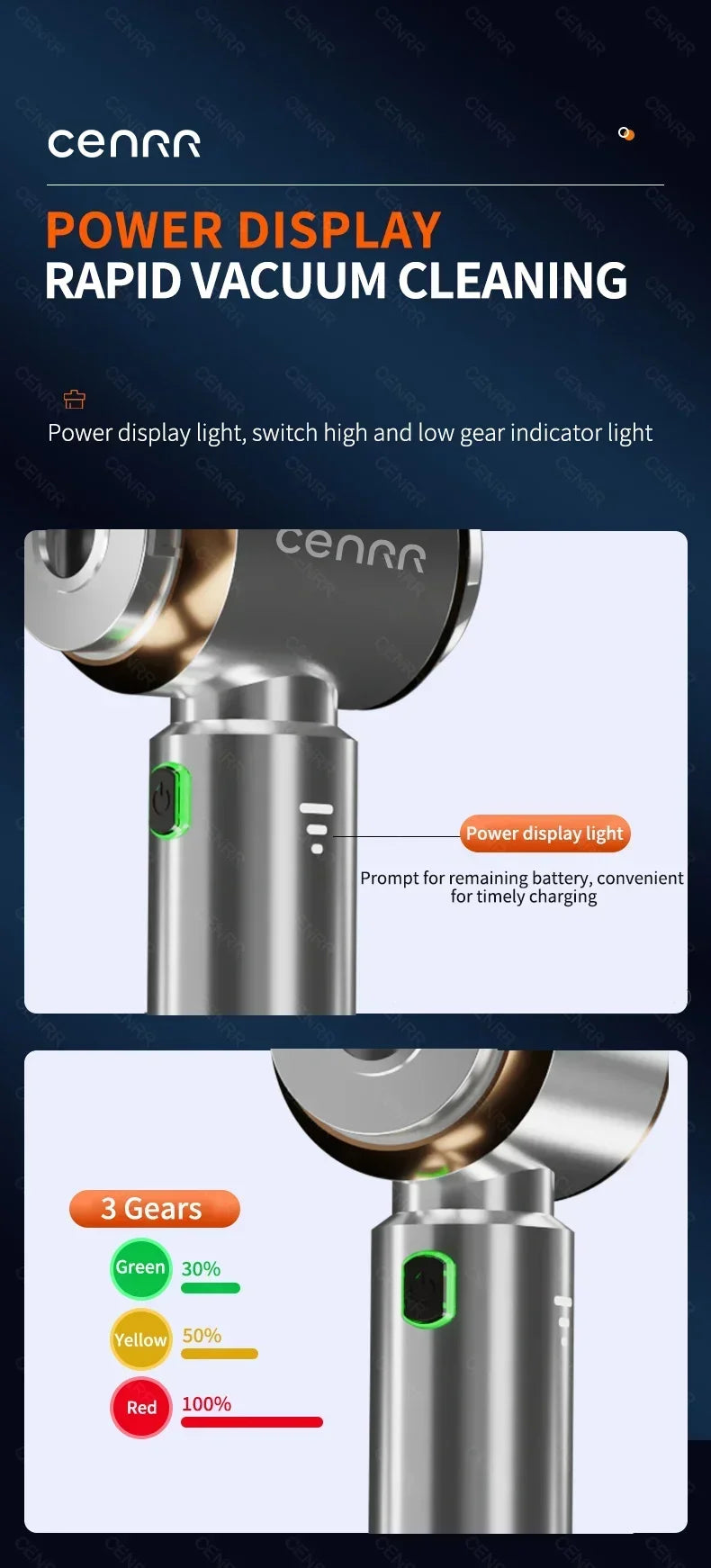 CENRR 998000PA Car Vacuum Cleaner Mini Powerful Wireless Handheld Home Appliance Cleaning Machine Portable Car Vacuum Cleaner